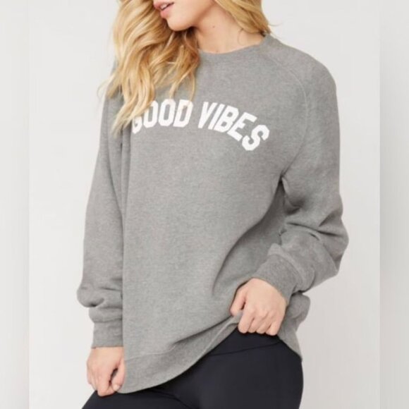 Sub_Urban Riot Good Vibes Graphic Crew Sweatshirt in Heather Grey XS - Picture 3 of 11